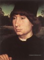 Portrait d’un jeune homme devant un paysage 1480 hollandais Hans Memling